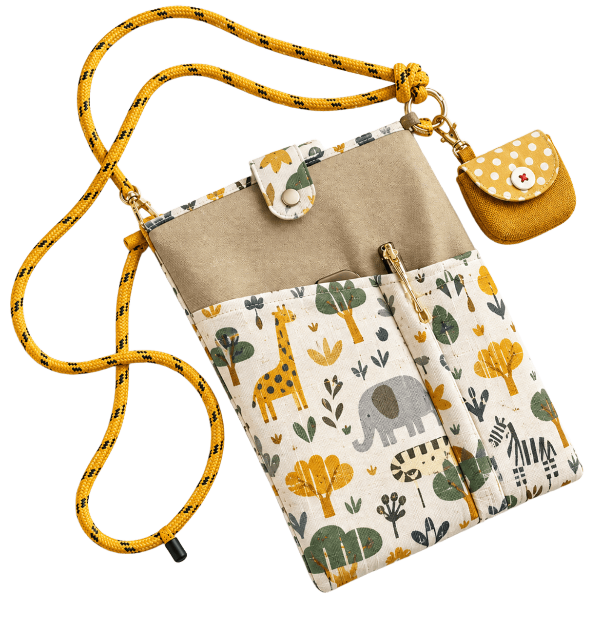 Patterned sling bag with mini pouch